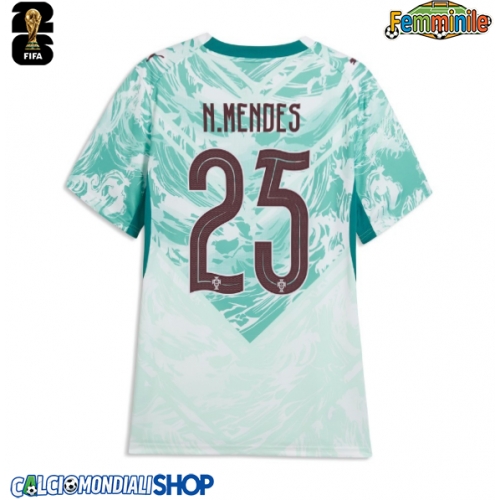 Maglie da calcio Portogallo Nuno Mendes #25 Seconda Maglia Femminile Mondiali 2026  Manica Corta